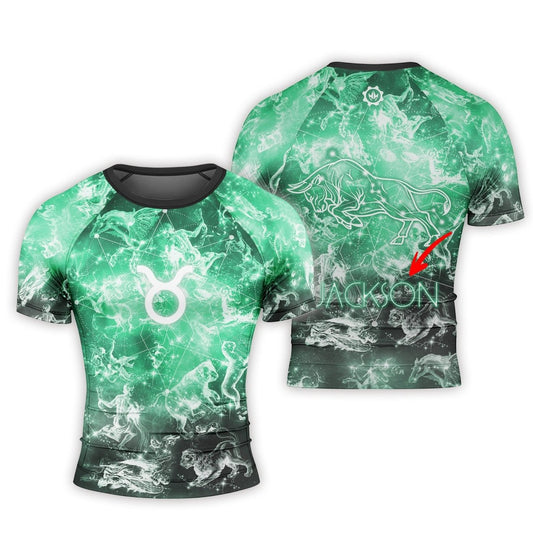 Personalized Zodiac Taurus Short Sleeve Rash Guard - BattleFitGear