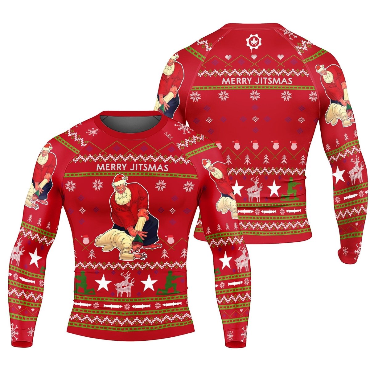 Santa Merry Jitsmas Long Sleeve Rash Guard - BattleFitGear