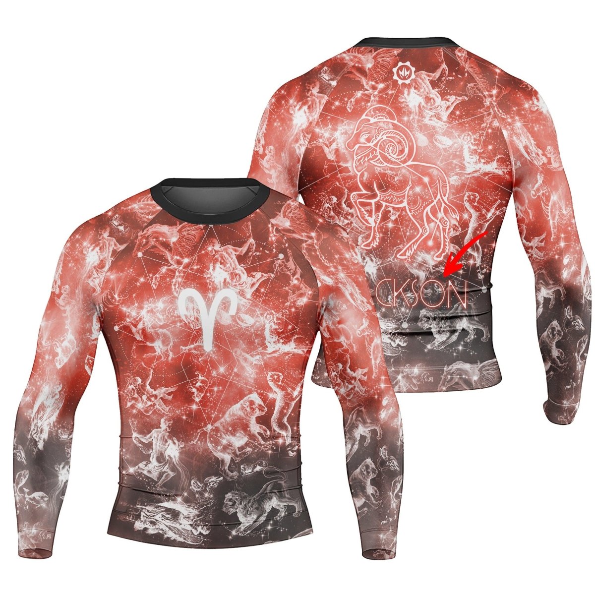 Personalized Zodiac Aries Long Sleeve Rash Guard - BattleFitGear