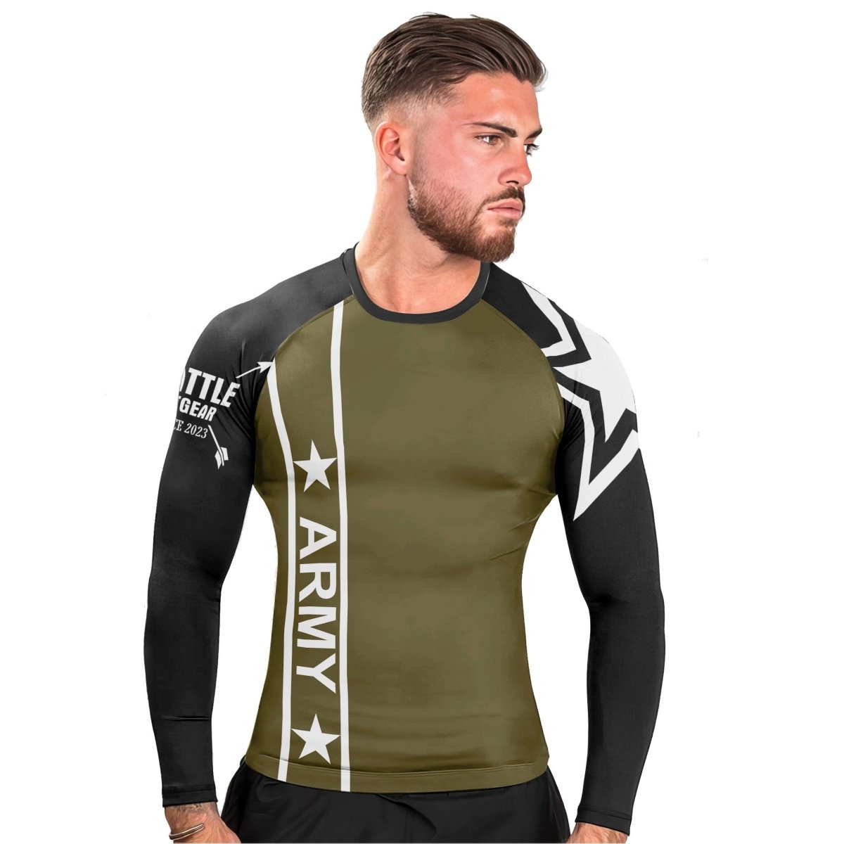 Army Camo Flag Long Sleeve Rash Guard - BattleFitGear