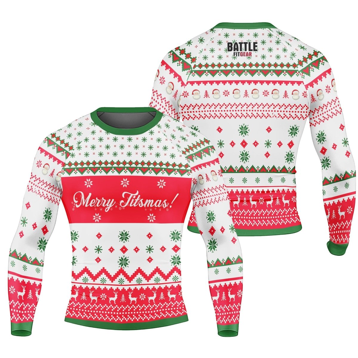 Merry Jitsmas Men's Long Sleeve Rash Guard - BattleFitGear