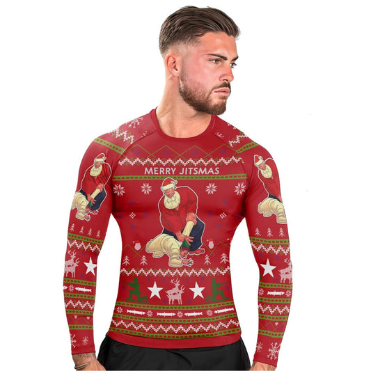 Santa Merry Jitsmas Long Sleeve Rash Guard - BattleFitGear