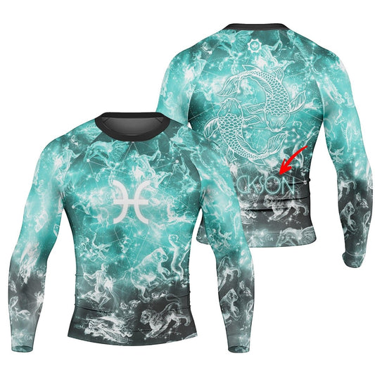 Personalized Zodiac Pisces Long Sleeve Rash Guard - BattleFitGear