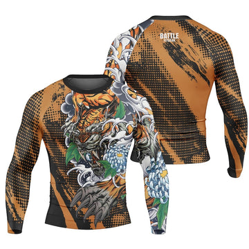 Flower Tiger Long Sleeve Rash Guard - BattleFitGear