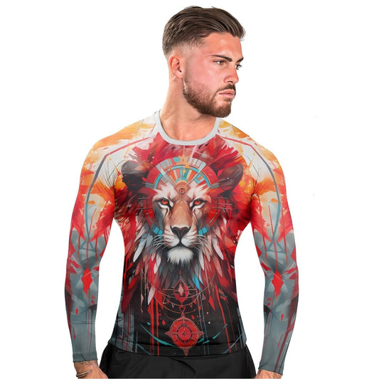 Lion Native Men's Long Sleeve Rash Guard - BattleFitGear