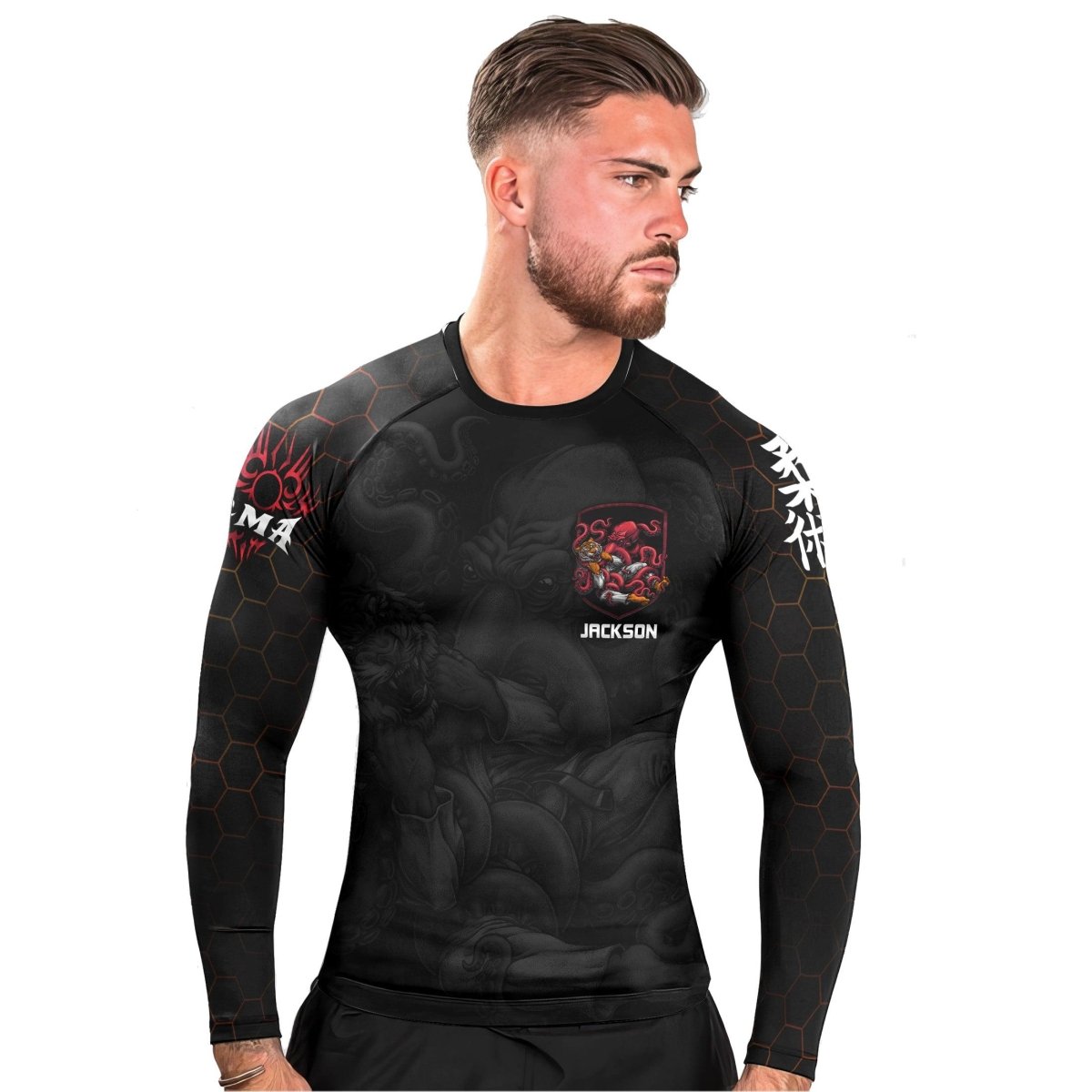 Personalized Cthulhu Battle Tiger Long Sleeve Rash Guard - BattleFitGear