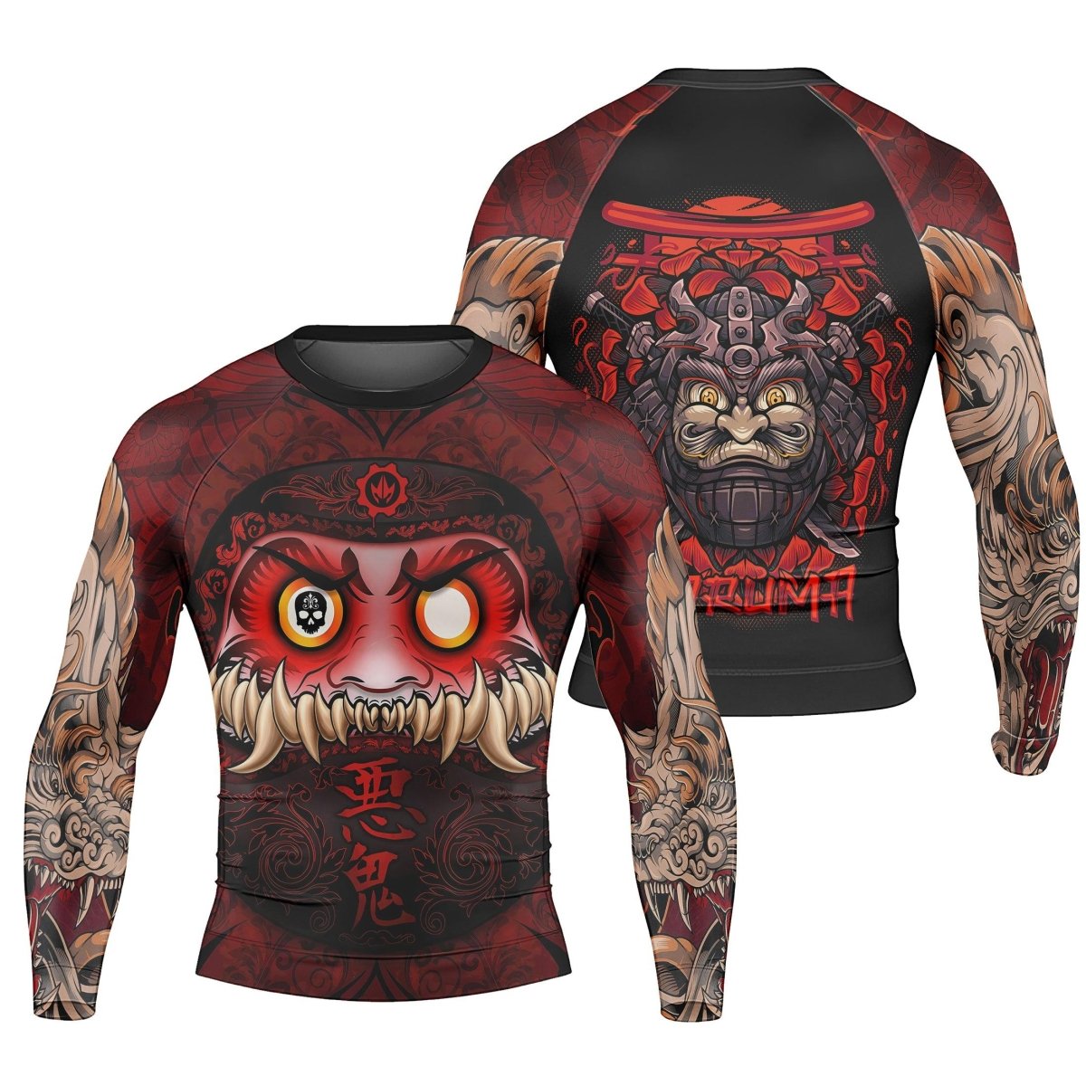 Japanese Daruma Long Sleeve Rash Guard - BattleFitGear