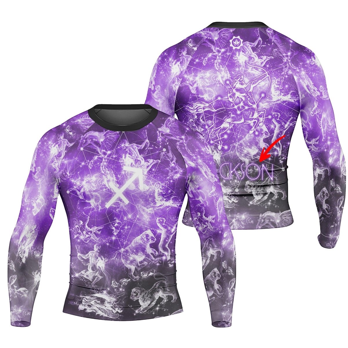 Personalized Zodiac Sagittarius Men's Long Sleeve Rash Guard - BattleFitGear