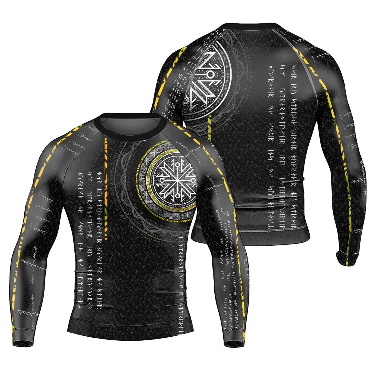 Vikings Shield Runes Men's Long Rash Guard | Viking Compression Shirt
