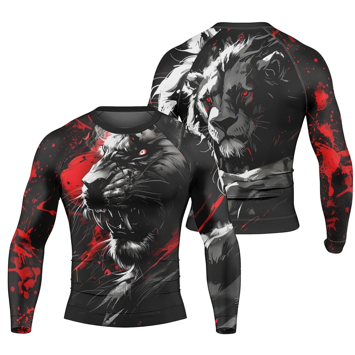 Dangerous Lion Men's Long Sleeve Rash Guard - BattleFitGear