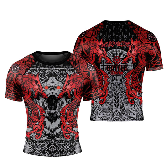 Rage Of Viking Berserker Men's Short Sleeve Rash Guard - BattleFitGear
