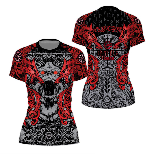 Rage Of Viking Berserker Women's Short Sleeve Rash Guard - BattleFitGear