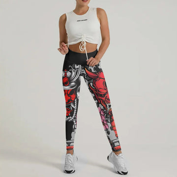 Red Oni Blossom Leggings