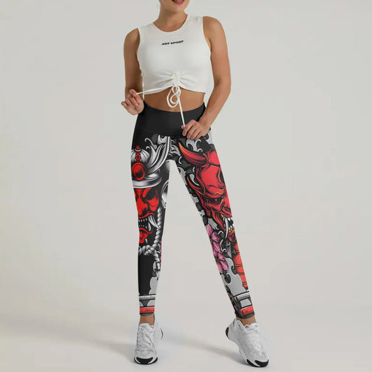 Red Oni Blossom Leggings