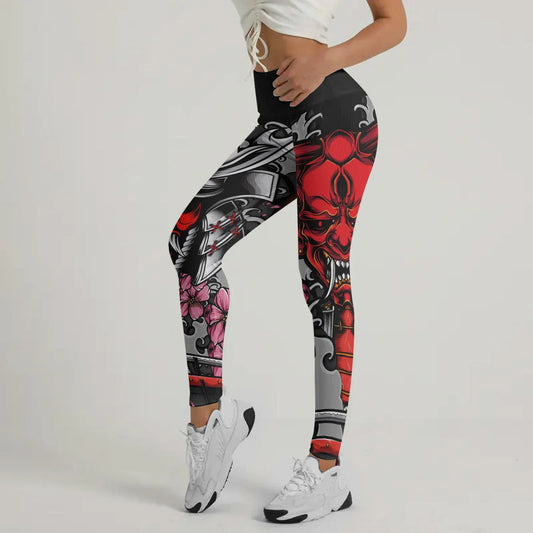 Red Oni Blossom Leggings
