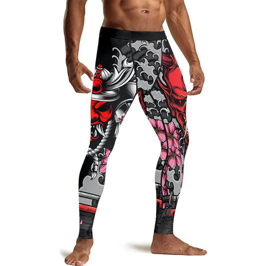 Red Oni Blossom Men's Compression Leggings