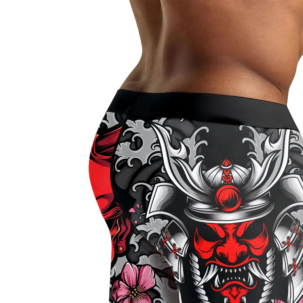 Red Oni Blossom Men's Compression Leggings