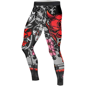 Red Oni Blossom Men's Compression Leggings