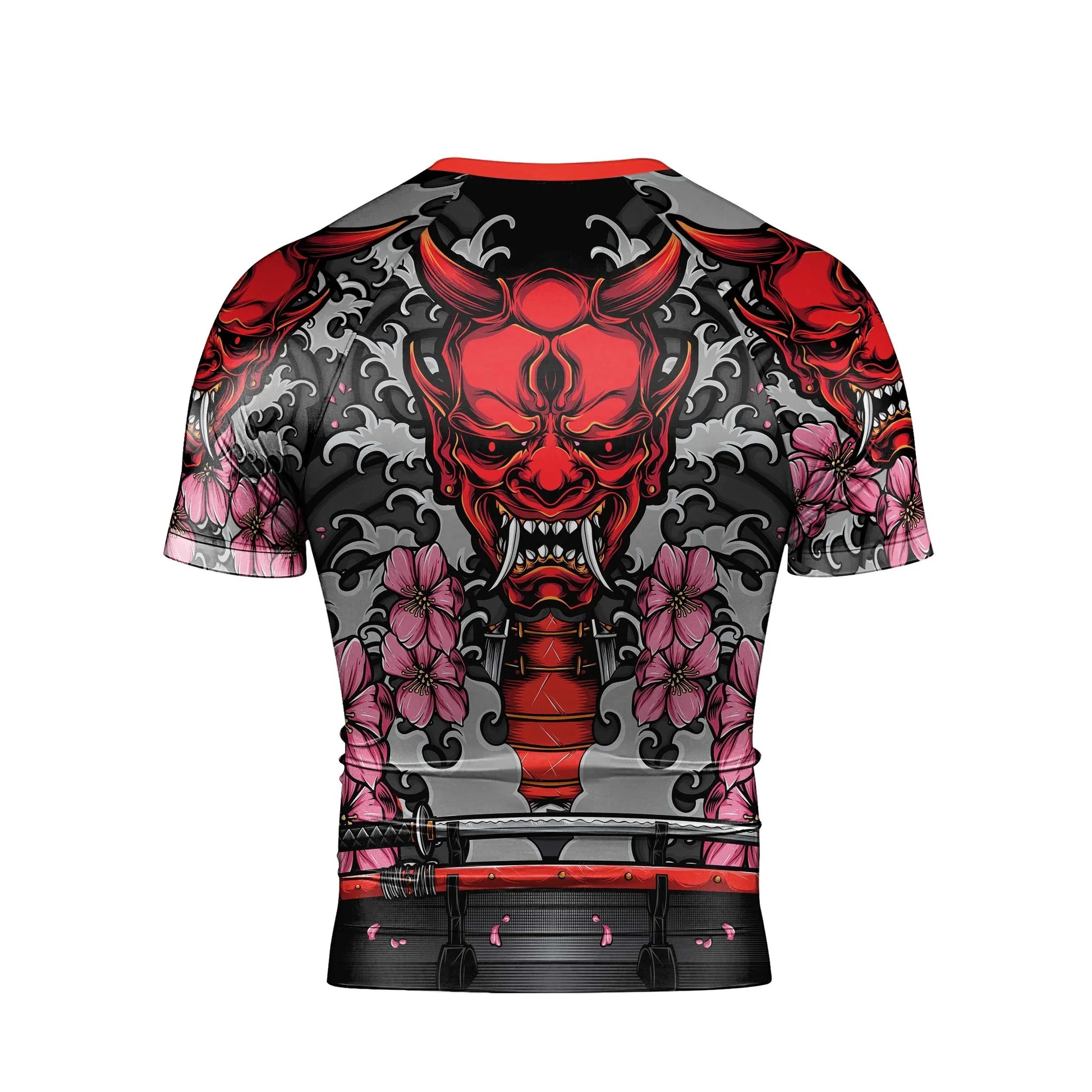Red Oni Blossom Men's Short Sleeve Rash Guard