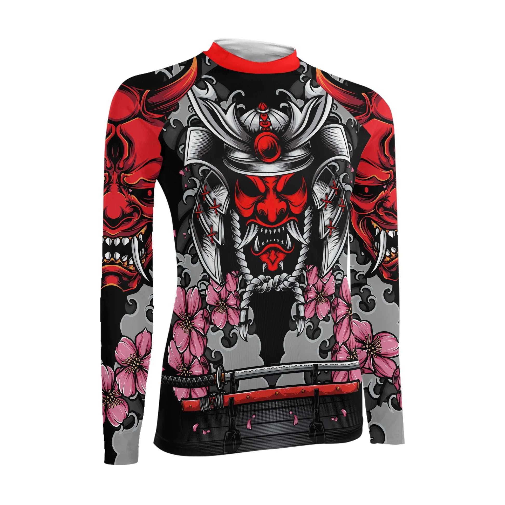 Red Oni Blossom Women's Long Sleeve Rash Guard