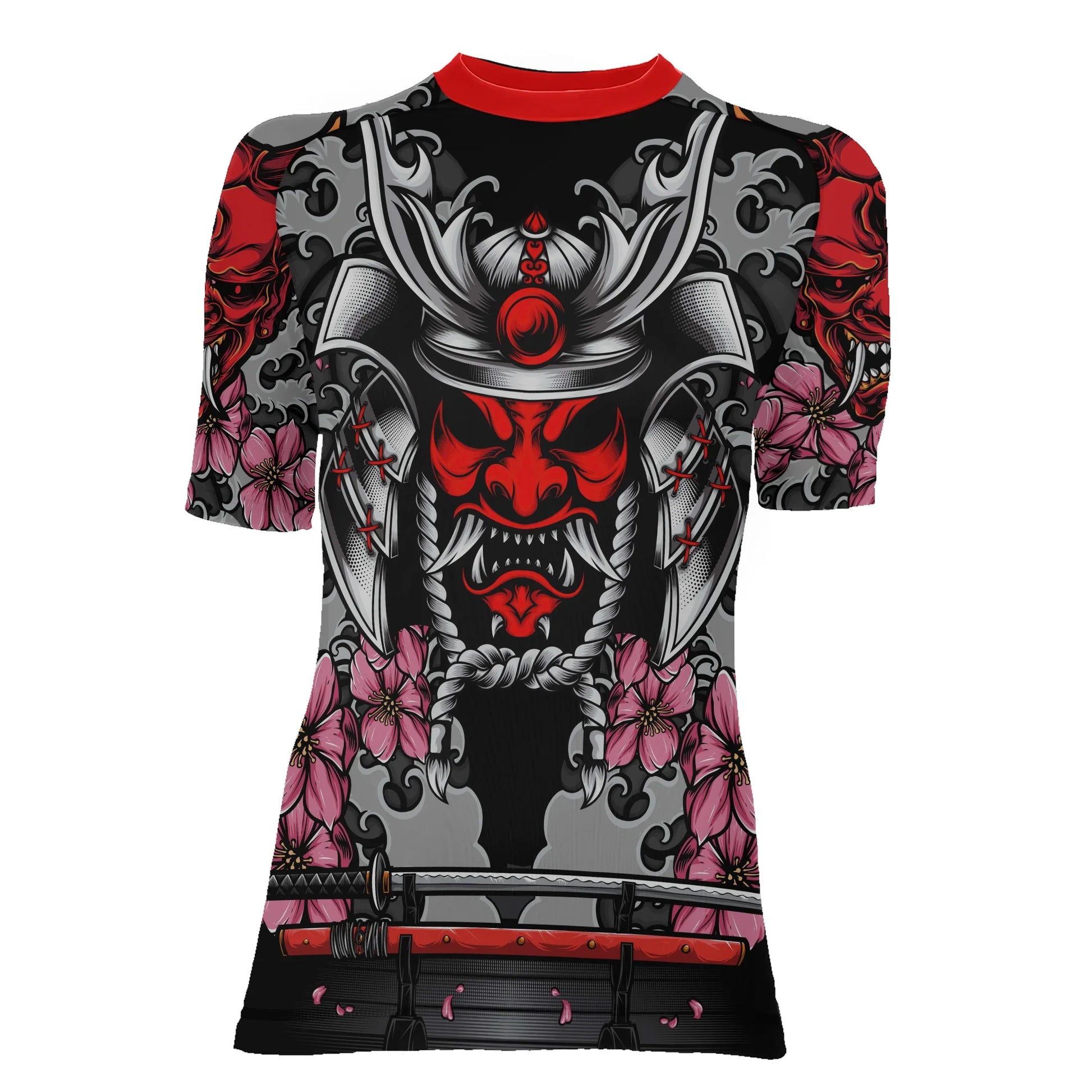 Red Oni Blossom Women's Short Sleeve Rash Guard
