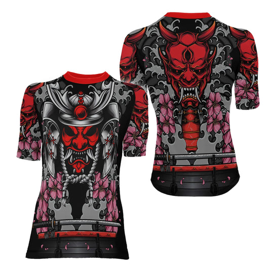 Red Oni Blossom Women's Short Sleeve Rash Guard