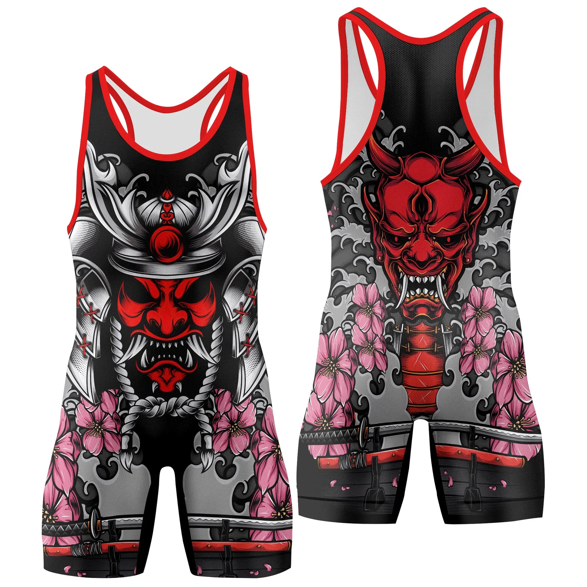Red Oni Blossom Wrestling Singlets