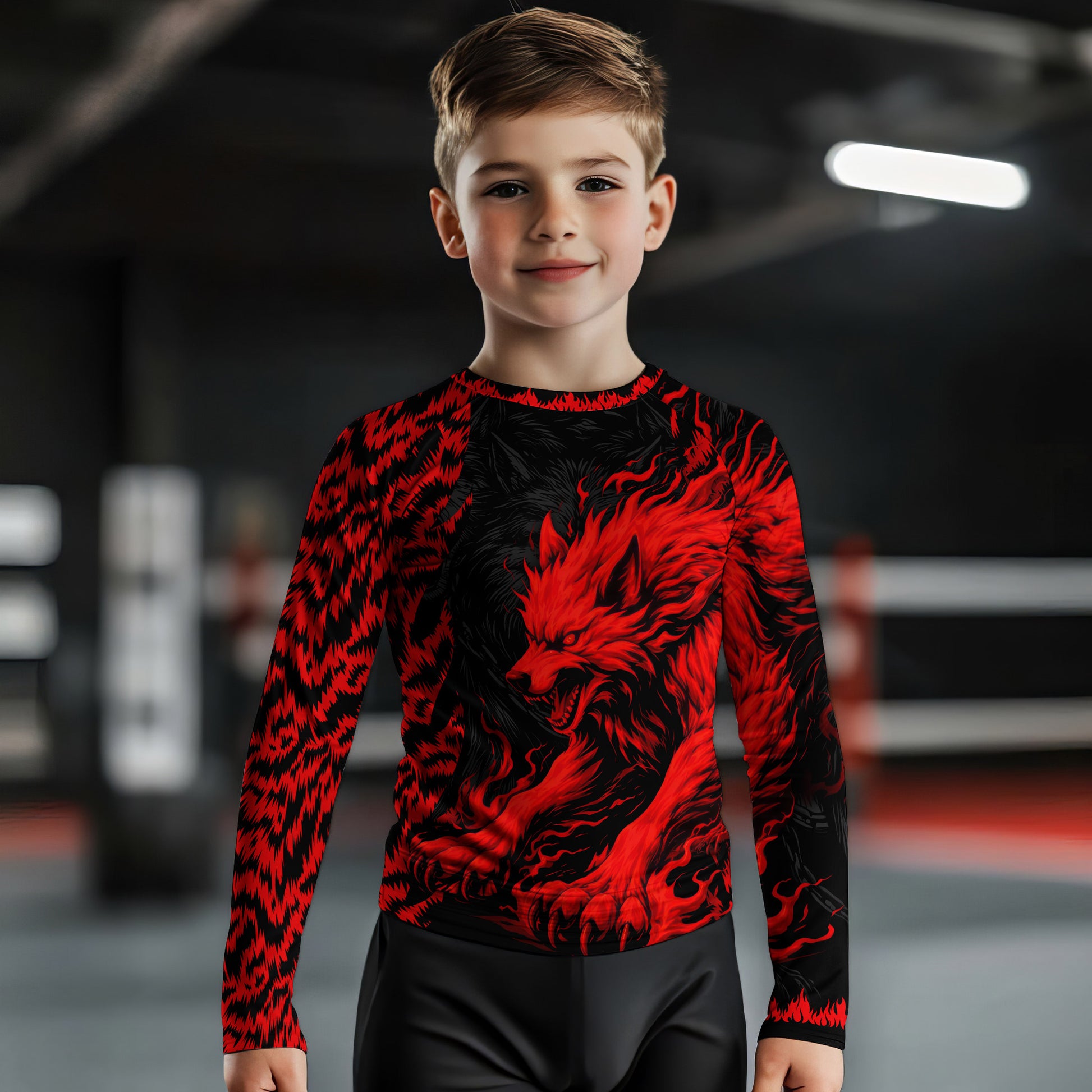 Red Wolf Kids Rash Guard