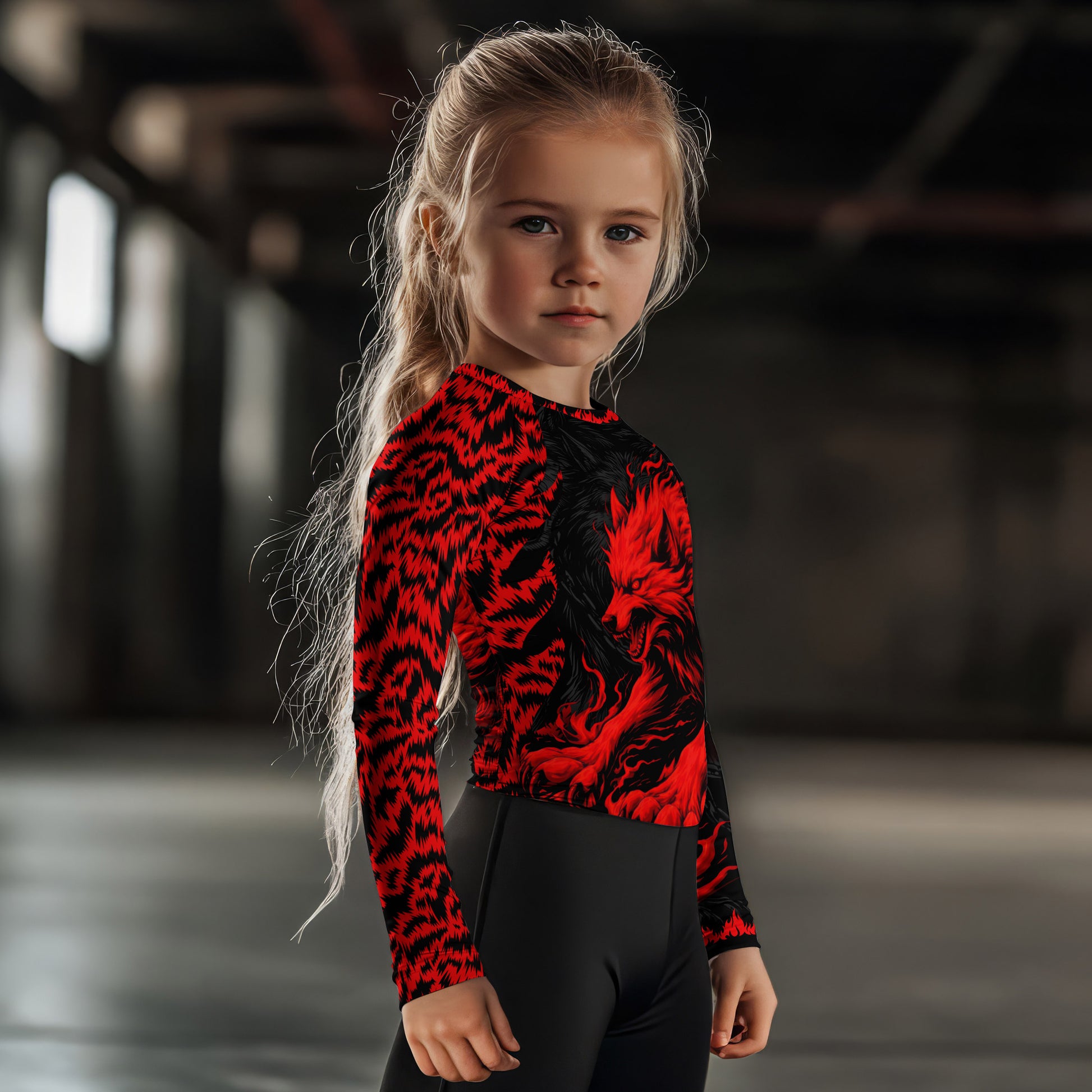 Red Wolf Kids Rash Guard
