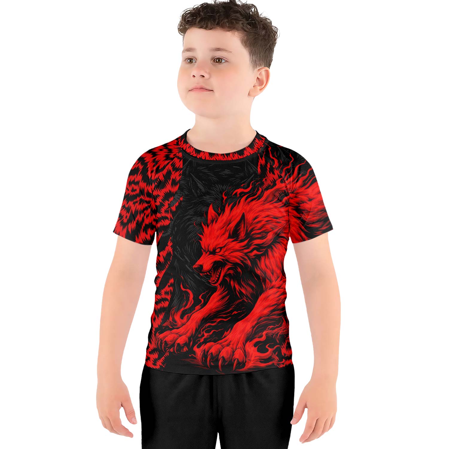 Red Wolf Kids Rash Guard