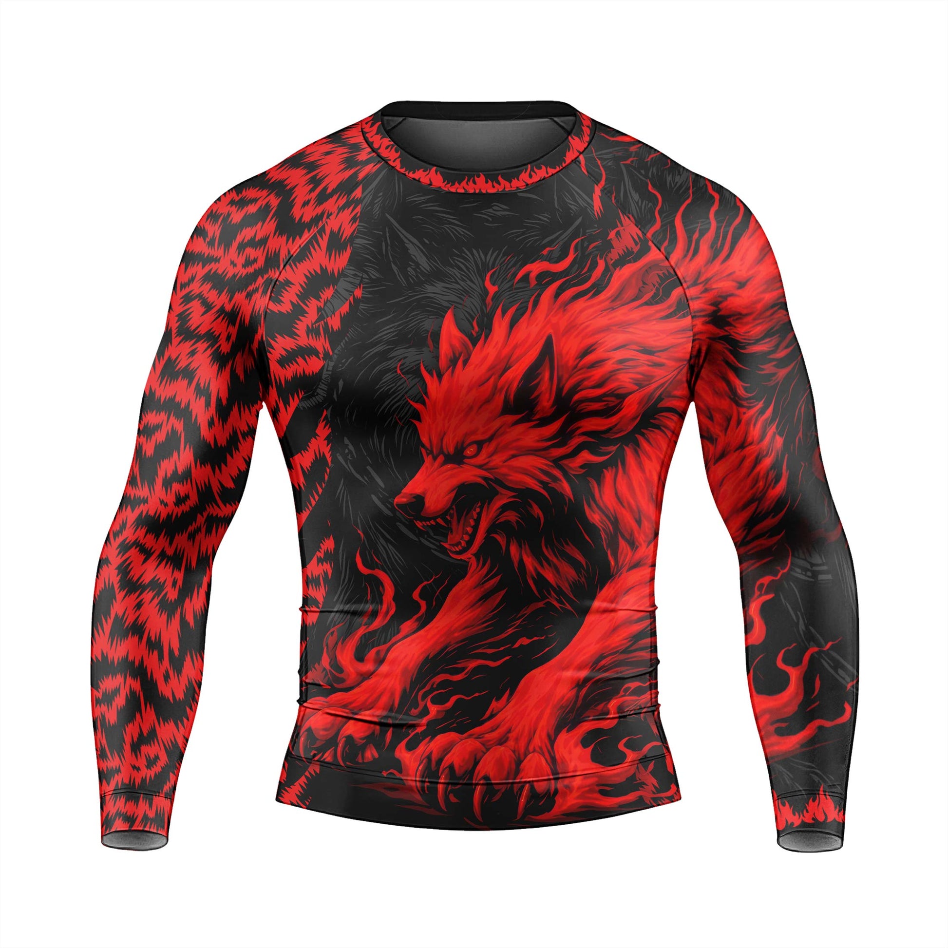 Red Wolf Men's Long Sleeve Rash Guard
