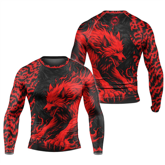 Red Wolf Men's Long Sleeve Rash Guard