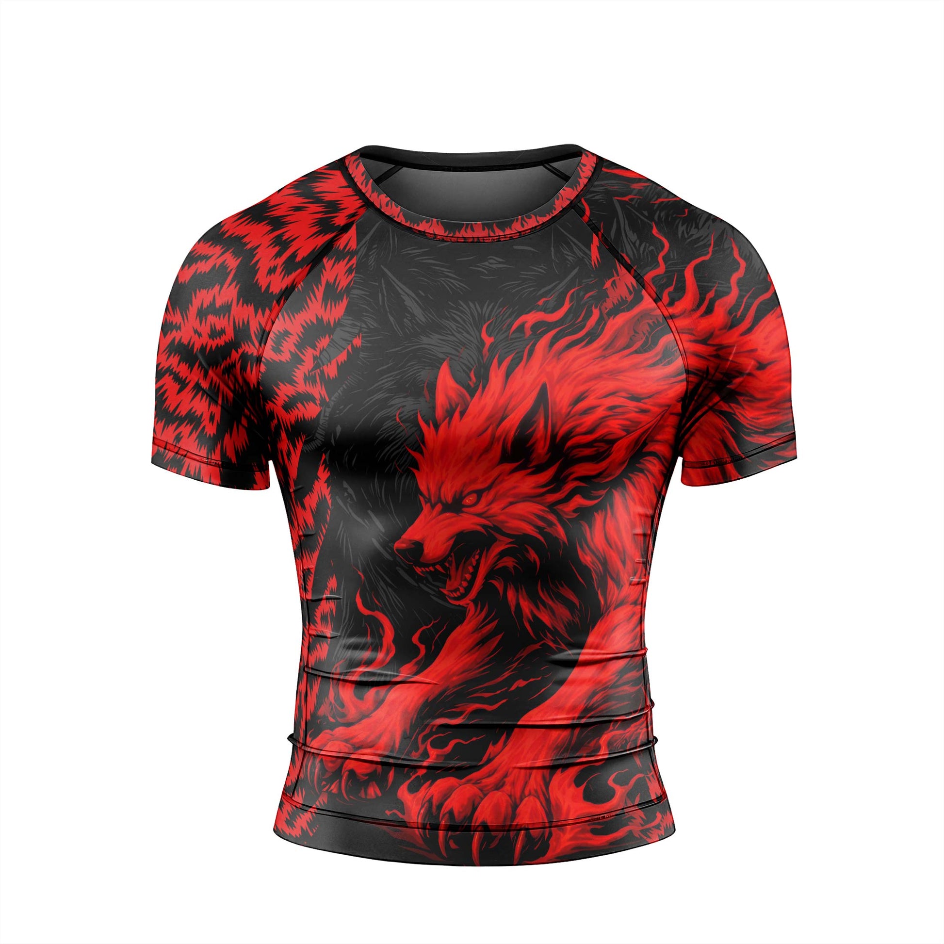 Red Wolf Men's Short Sleeve Rash Guard