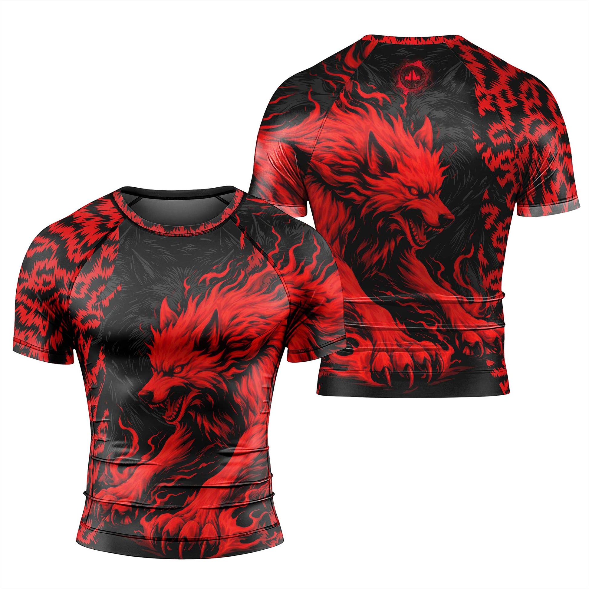 Red Wolf Men's Short Sleeve Rash Guard