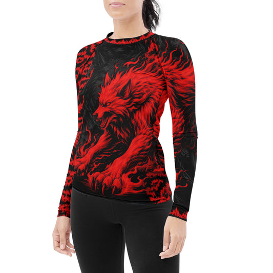 Red Wolf Women's Long Sleeve Rash Guard