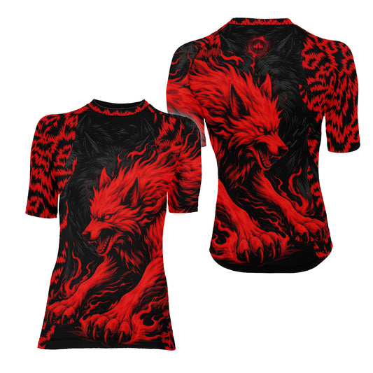 Red Wolf Women's Short Sleeve Rash Guard