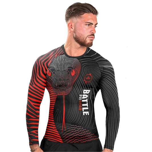 Red Eyes Snake Men's Long Sleeve Rash Guard - BattleFitGear