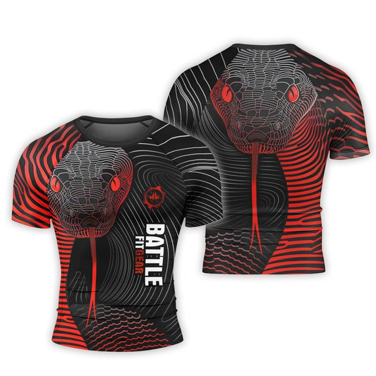 Red Eyes Snake Men's Short Sleeve Rash Guard - BattleFitGear