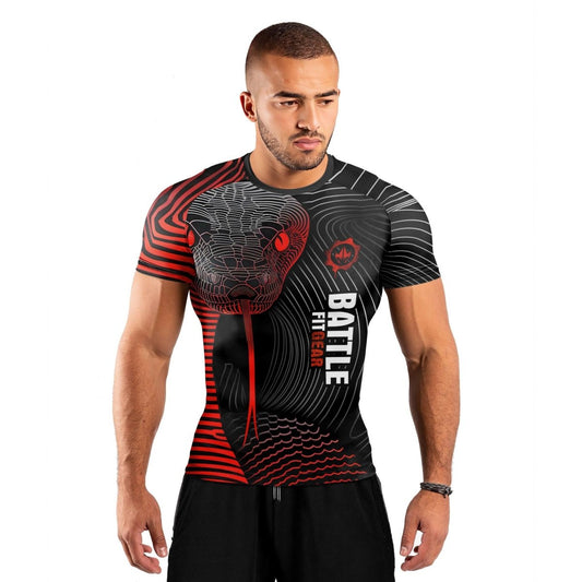 Red Eyes Snake Men's Short Sleeve Rash Guard - BattleFitGear