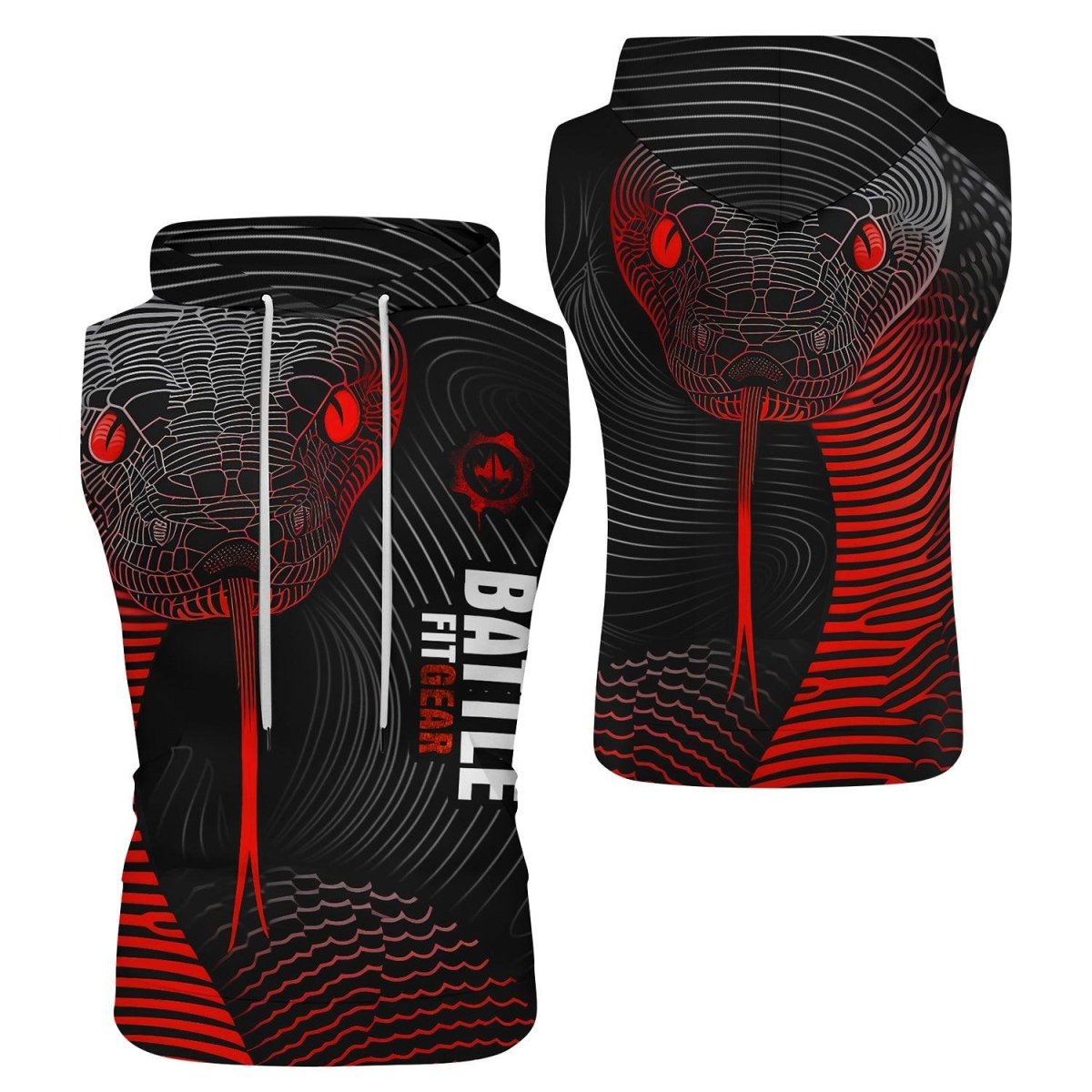 Red Eyes Snake Sleeveless Pullover & Zip Hoodie - BattleFitGear