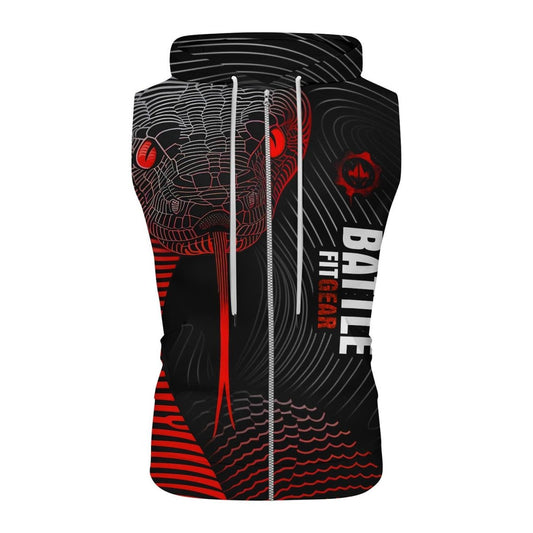 Red Eyes Snake Sleeveless Pullover & Zip Hoodie - BattleFitGear