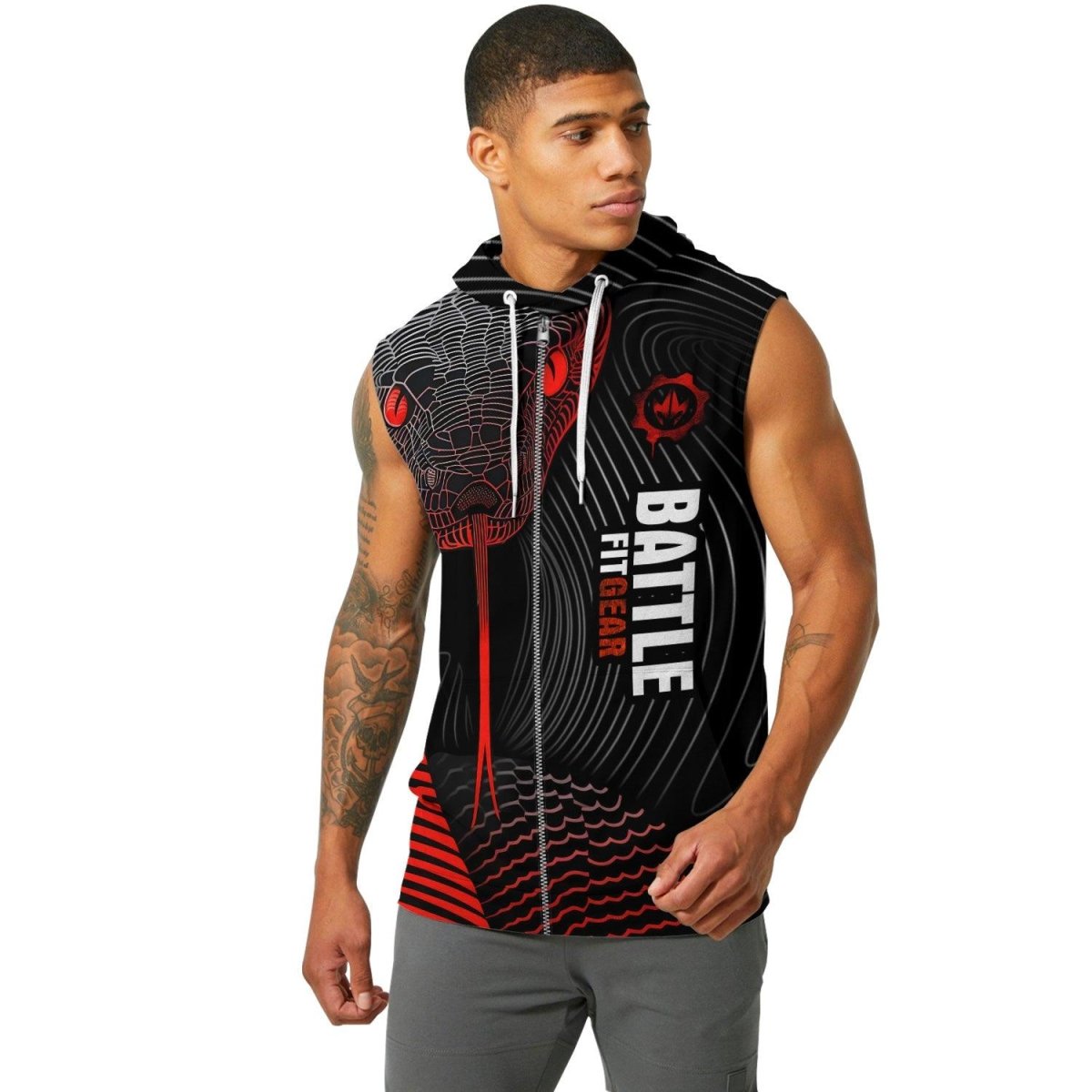 Red Eyes Snake Sleeveless Pullover & Zip Hoodie - BattleFitGear