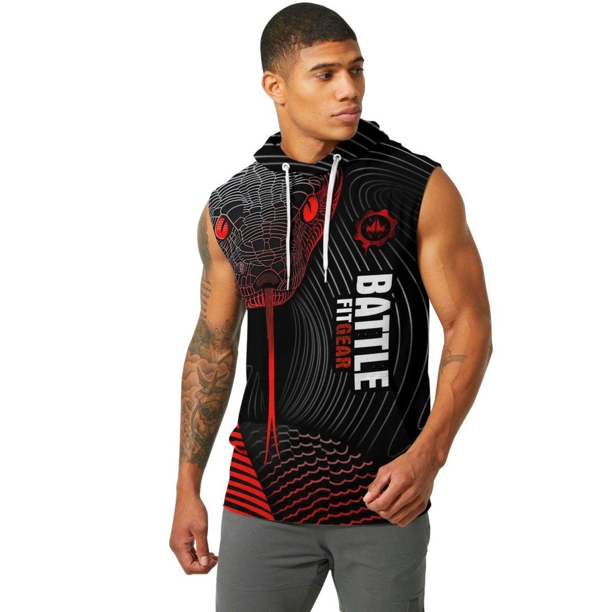 Red Eyes Snake Sleeveless Pullover & Zip Hoodie - BattleFitGear