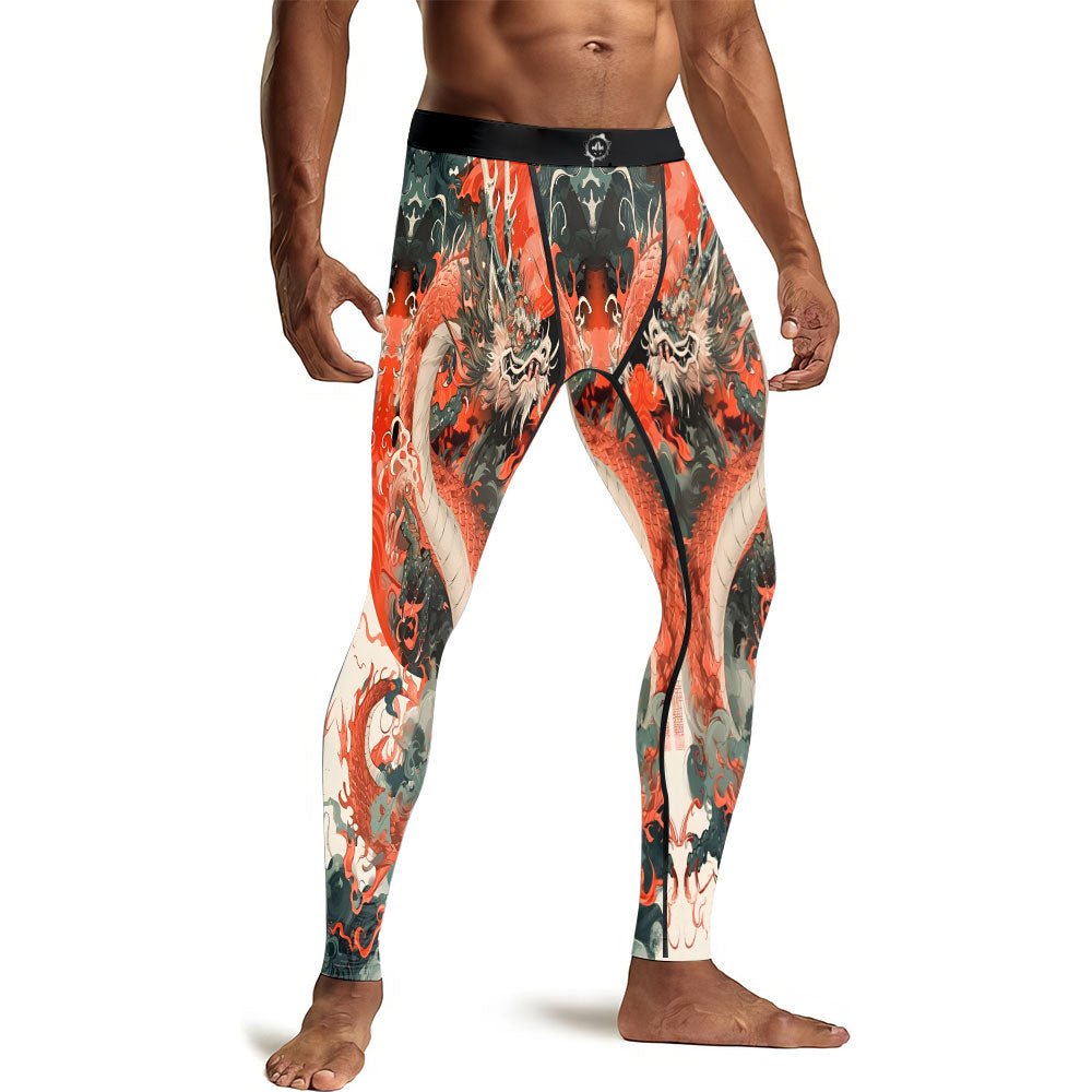 Rising Red Dragon Men's Compression Leggings - BattleFitGear