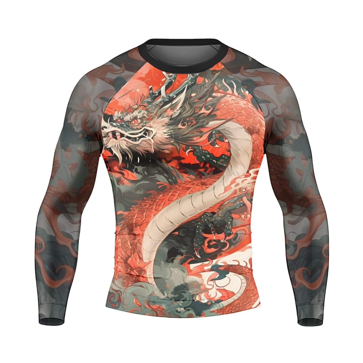 Rising Red Dragon Men's Long Sleeve Rash Guard - BattleFitGear