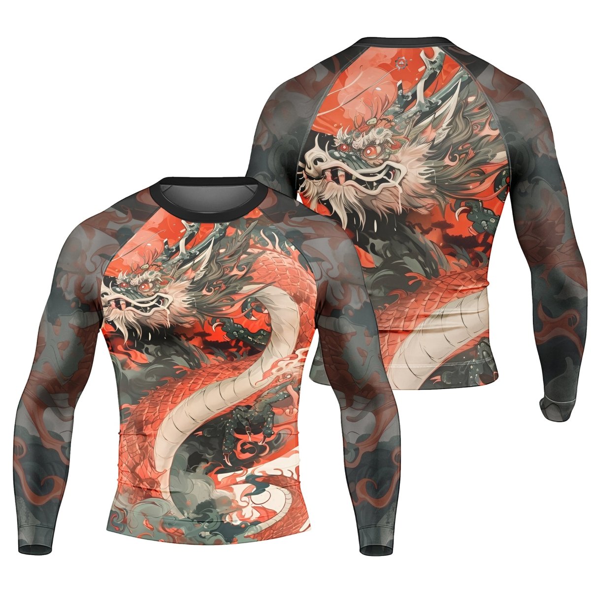 Rising Red Dragon Men's Long Sleeve Rash Guard - BattleFitGear