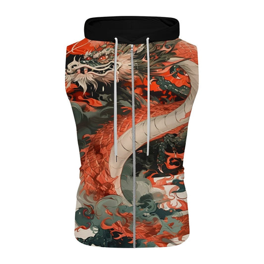 Rising Red Dragon Sleeveless Pullover & Zip Hoodie - BattleFitGear