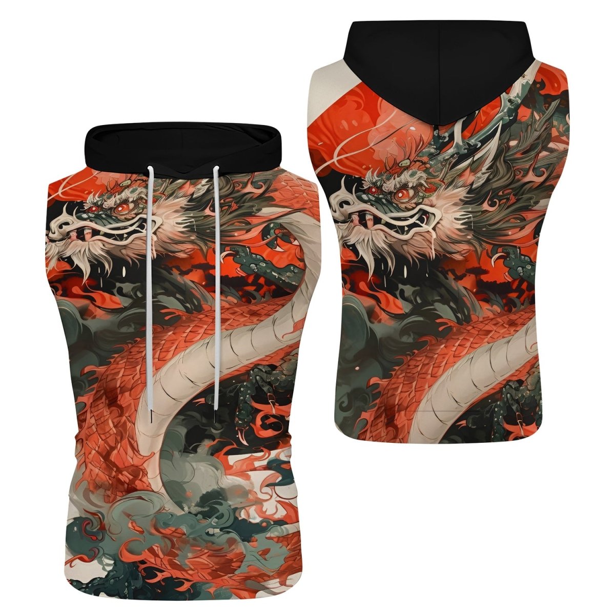 Rising Red Dragon Sleeveless Pullover & Zip Hoodie - BattleFitGear