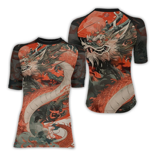 Rising Red Dragon Women's Short Sleeve Rash Guard - BattleFitGear