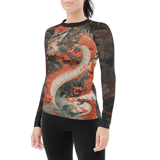 Rising Red Dragon Women's Long Sleeve Rash Guard - BattleFitGear